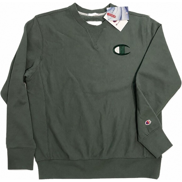 Champion Other - Champion Essential Weave Crewneck Sweatshirt Green Men's Medium NWT USA Athletic